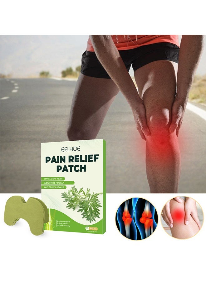 EELHOE Mugwort Pain Relief Patch, Adhesive Natural Heat Patches For Knee Relief, Wormwood Extract Heat Relief Patch For Long Lasting, Warming Herbal Heating Patches For Knee, Back, Neck, Shoulder, Joint, Muscle, 10 Pieces - Image 2